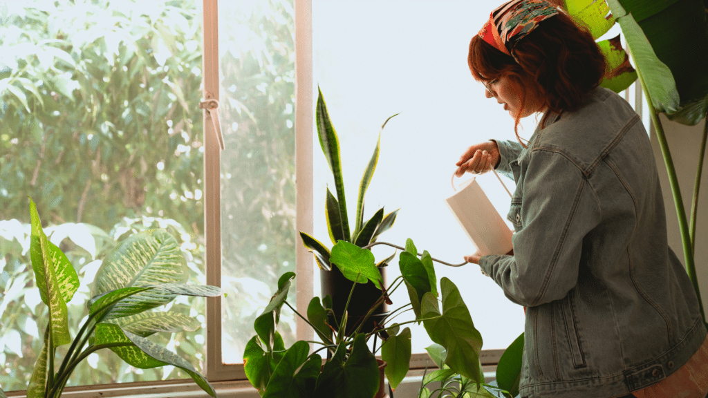 Woman Taking Care of Her Houseplants